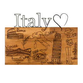 Wallity Escultura de pared I Love You Italy en Negro y Nogal